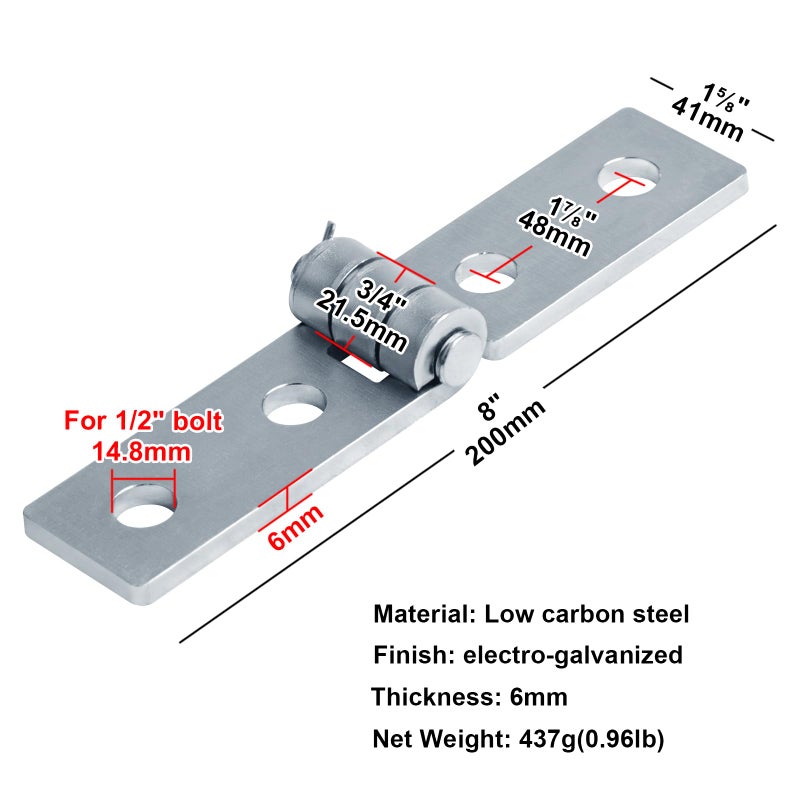 heneng 4 Pcs 4 Hole Adjustable Hinge for 1-5/8"" Strut Channel, 1/4"" Thick, Electro-Galvanized Steel - Image 2